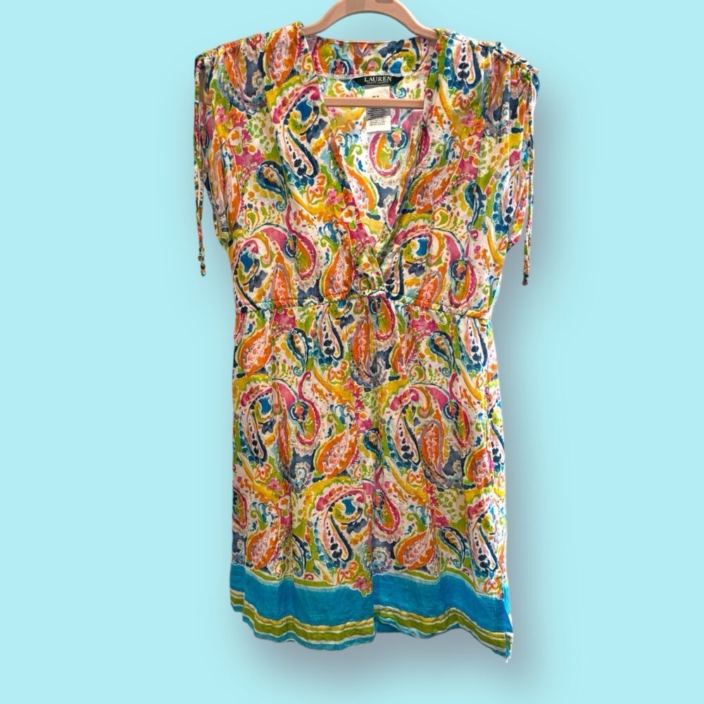 Lauren Ralph Lauren Colorful Paisley Printed Swim Coverup Dress - Size Medium